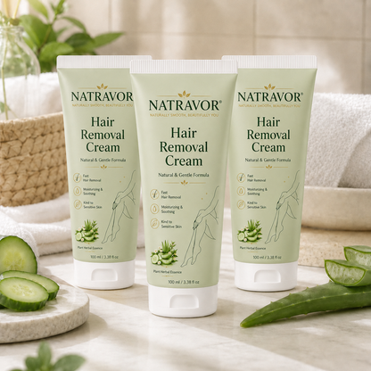 NATRAVOR® Natural Gentle Hair Removal Cream | For Women & Men, Sensitive Skin