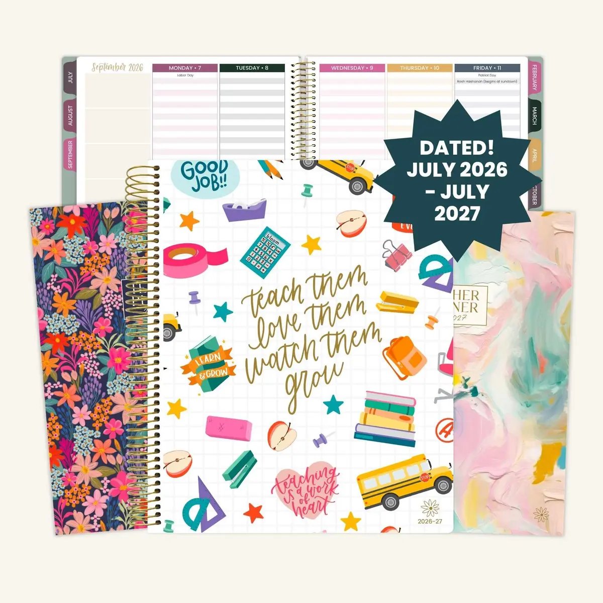 📚🧑‍🏫 2026-27 Teacher Planner | Interchangeable Cover ✨ Buy 2 Free Shipping (✨Hardcover)