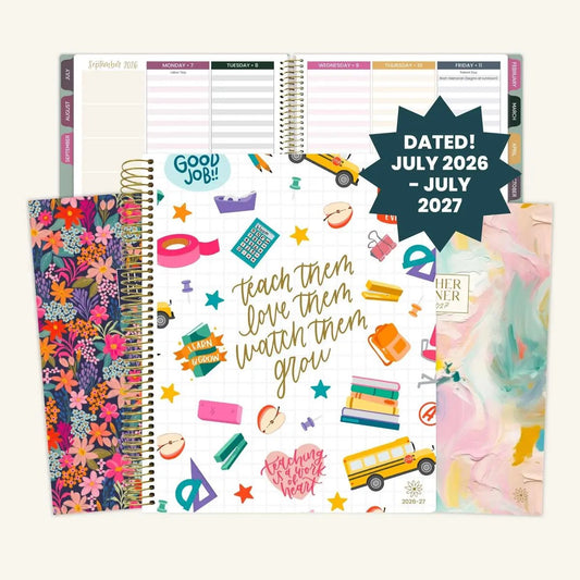 📚🧑‍🏫 2026-27 Teacher Planner | Interchangeable Cover ✨ Buy 2 Free Shipping (✨Hardcover)