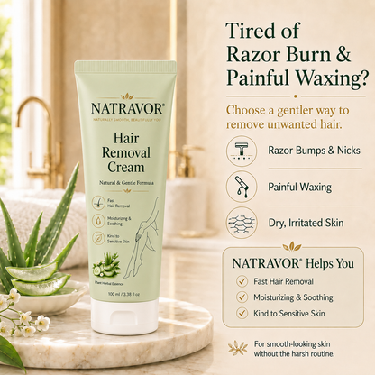 NATRAVOR® Natural Gentle Hair Removal Cream | For Women & Men, Sensitive Skin