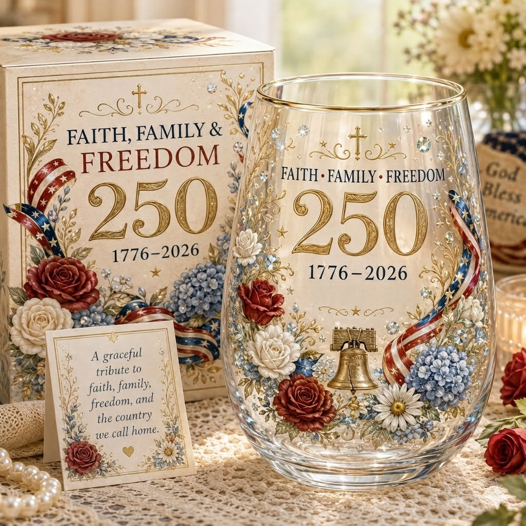 🇺🇸 250th Anniversary Commemorative Glass – A Toast to 250 Years of Freedom