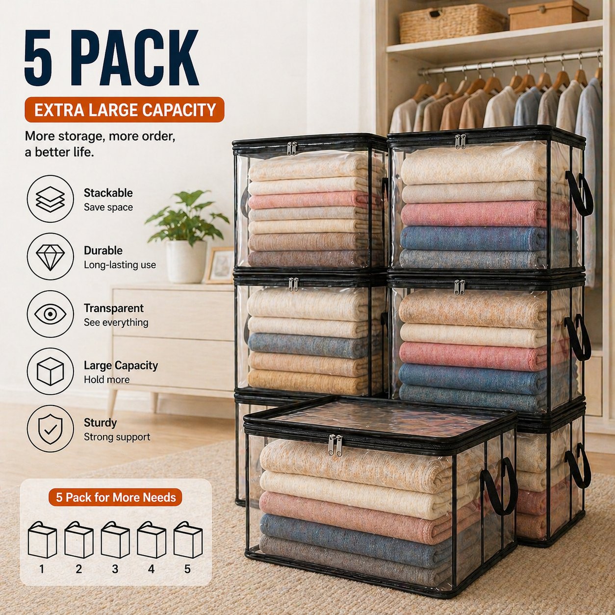 🎁 Summer Sale 50% OFF📦Large Heavy-Duty Thick Plastic Clear Storage Bag for Clothes, Moving & Storage