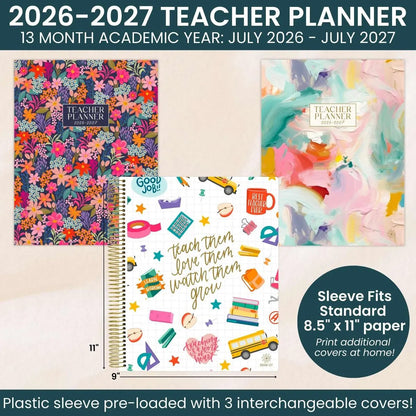 📚🧑‍🏫 2026-27 Teacher Planner | Interchangeable Cover ✨ Buy 2 Free Shipping (✨Hardcover)
