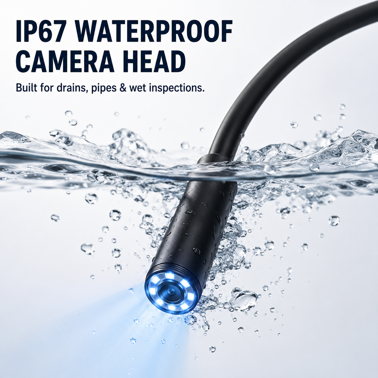 Professional Automotive Inspection Borescope – 1920P HD, 8 LEDs, 16.4FT Semi-Rigid Cable