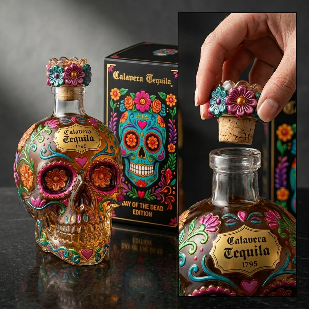 🔥49% off 🍷Limited edition Day of the Dead tequila bottle🎁
