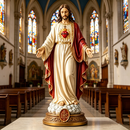 ✝️ Sacred Heart & Blessed Mother Religious Statue Set – Elegant Christian Home Décor