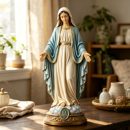 ✝️ Sacred Heart & Blessed Mother Religious Statue Set – Elegant Christian Home Décor