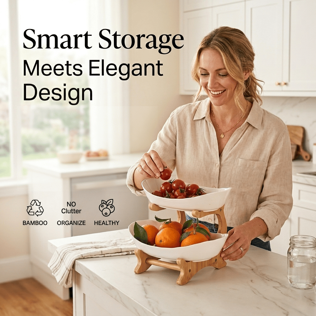 🍓2-Tier / 3-Tier Fruit Basket with Stand – Space-Saving Countertop Organizer