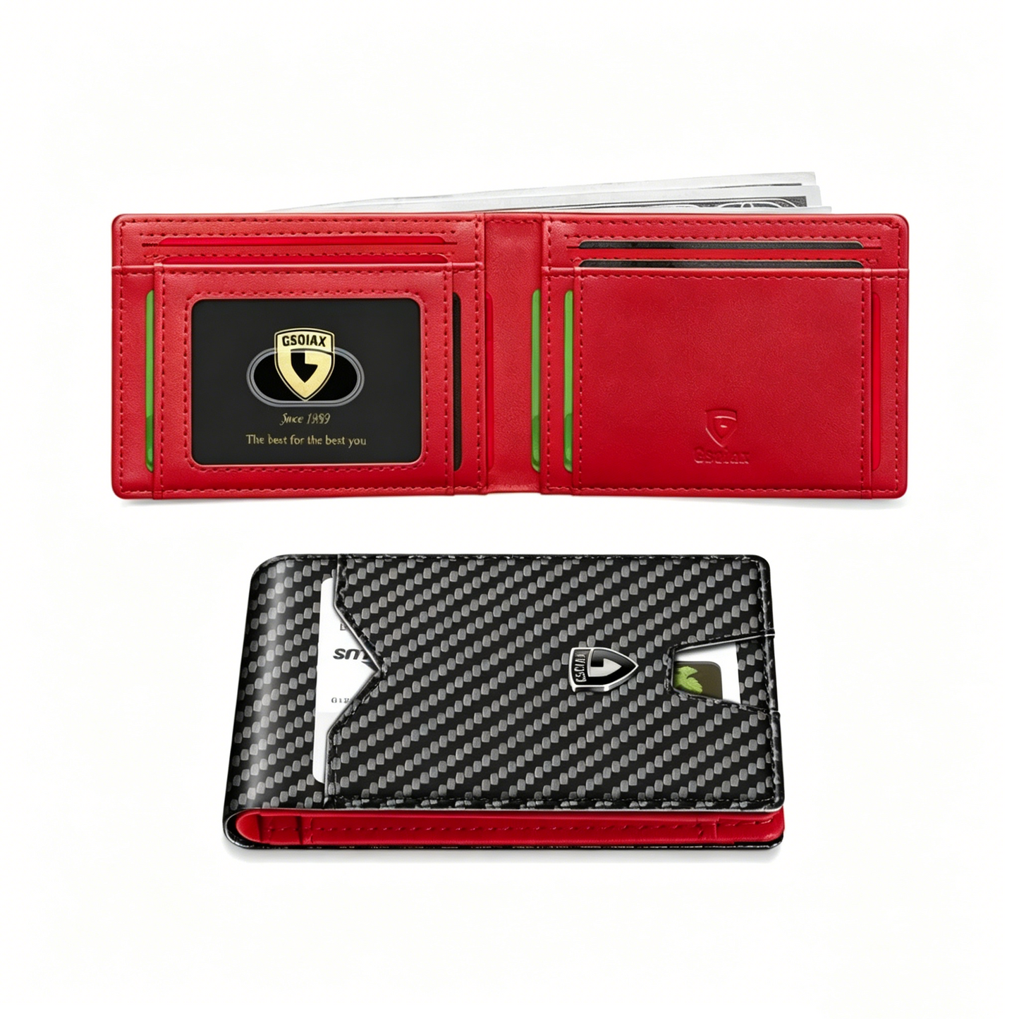 Rfid Blocking Leather & Carbon Fiber Credit Card Holder