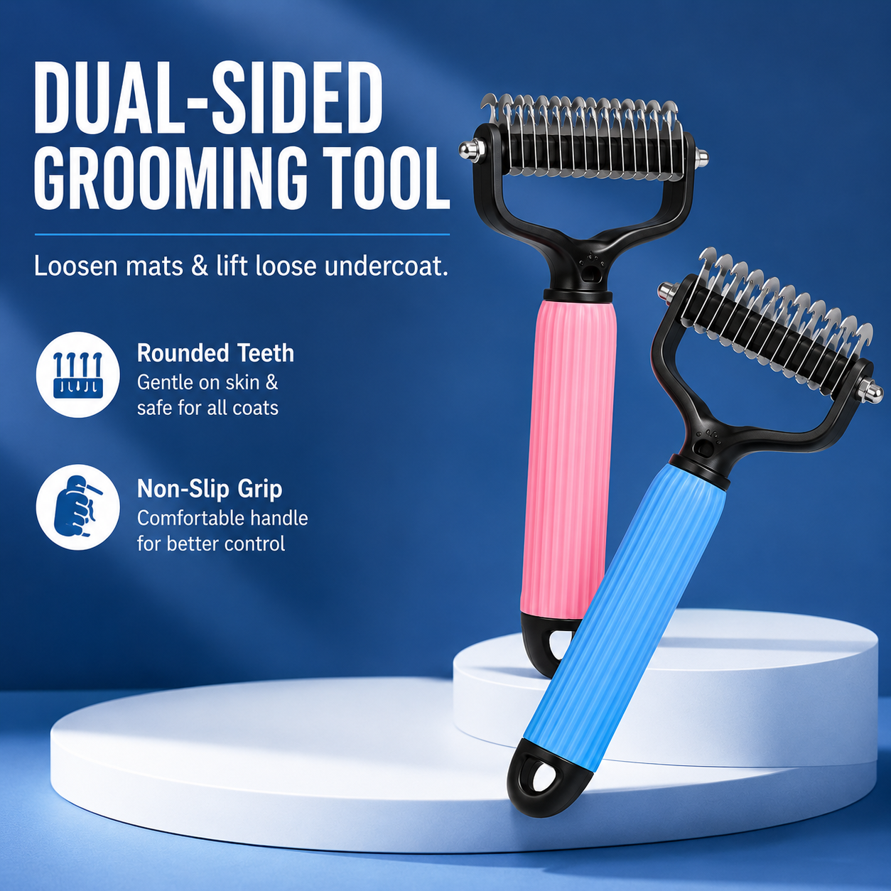 🐾 Double-Sided Stainless Steel Pet Dematting Comb, Shedding & Matted Hair Remover for Dogs & Cats