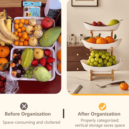 🍓2-Tier / 3-Tier Fruit Basket with Stand – Space-Saving Countertop Organizer