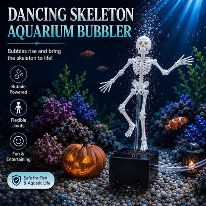 Dancing Skeleton Aquarium Ornament, Air-Powered Moving Fish Tank Decor with Suction Base