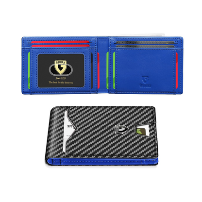 Rfid Blocking Leather & Carbon Fiber Credit Card Holder