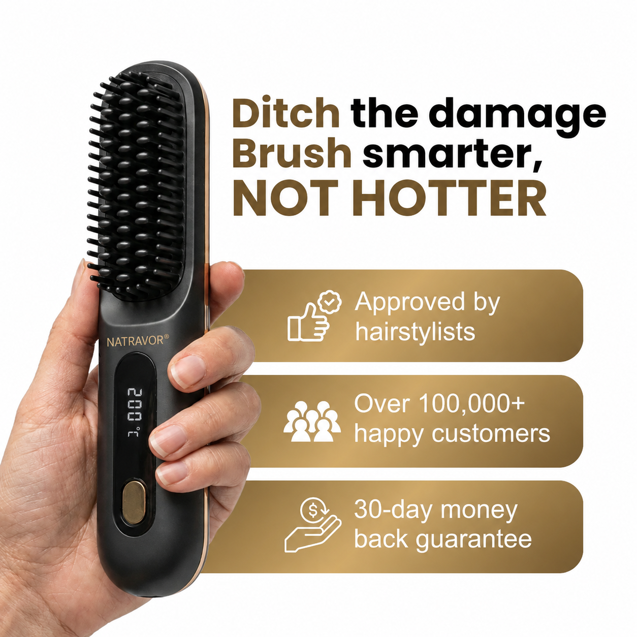🏆 The Short Hair Specialist! The first smart styling comb designed specif  💖(Type-C charging design)