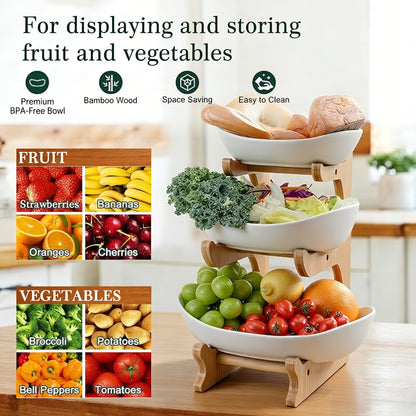 🍓2-Tier / 3-Tier Fruit Basket with Stand – Space-Saving Countertop Organizer