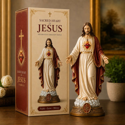 ✝️ Sacred Heart & Blessed Mother Religious Statue Set – Elegant Christian Home Décor