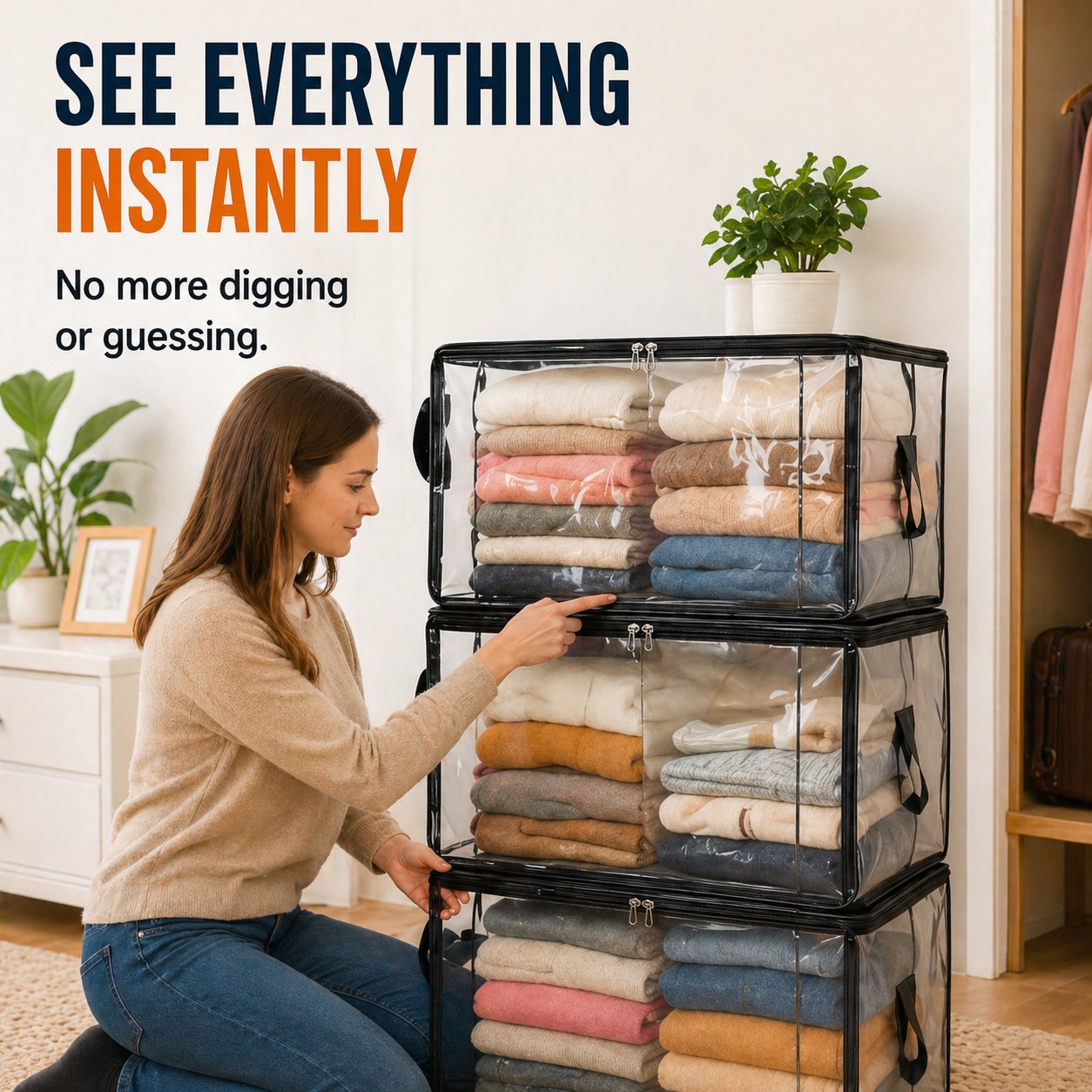 🎁 Summer Sale 50% OFF📦Large Heavy-Duty Thick Plastic Clear Storage Bag for Clothes, Moving & Storage