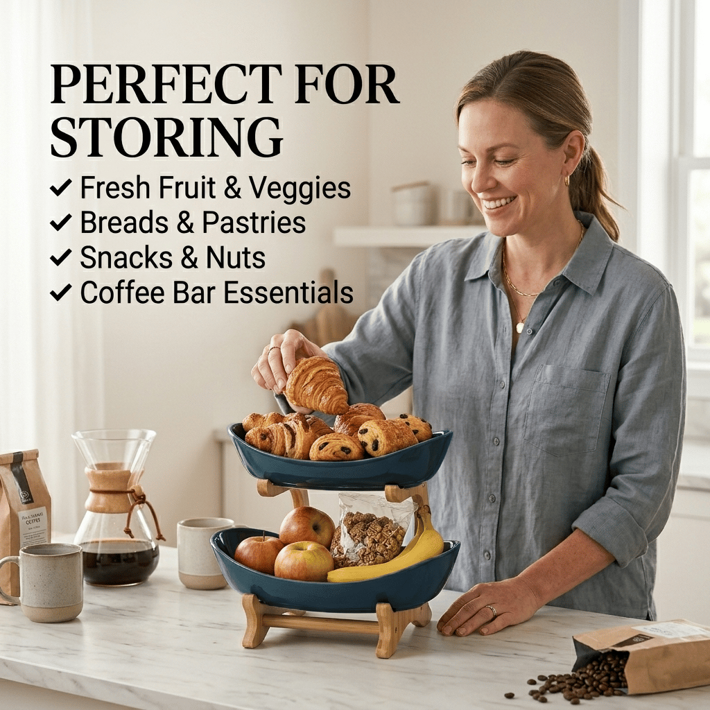 🍓2-Tier / 3-Tier Fruit Basket with Stand – Space-Saving Countertop Organizer