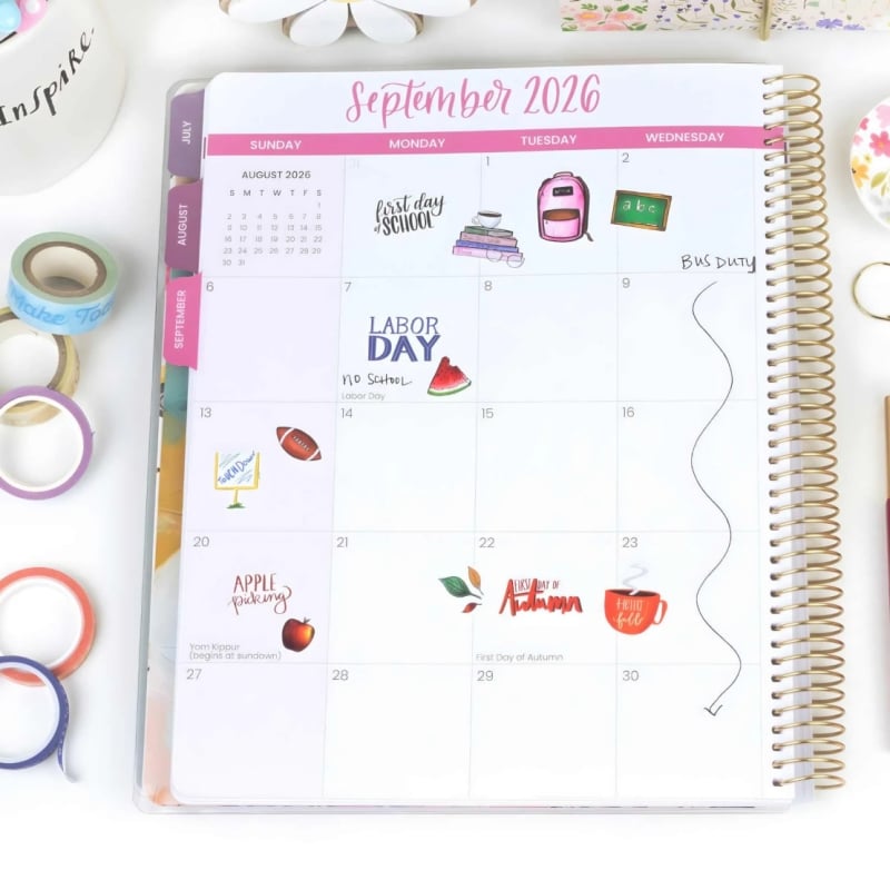 📚🧑‍🏫 2026-27 Teacher Planner | Interchangeable Cover ✨ Buy 2 Free Shipping (✨Hardcover)