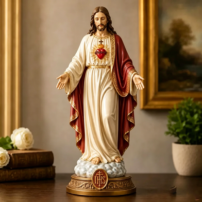 ✝️ Sacred Heart & Blessed Mother Religious Statue Set – Elegant Christian Home Décor