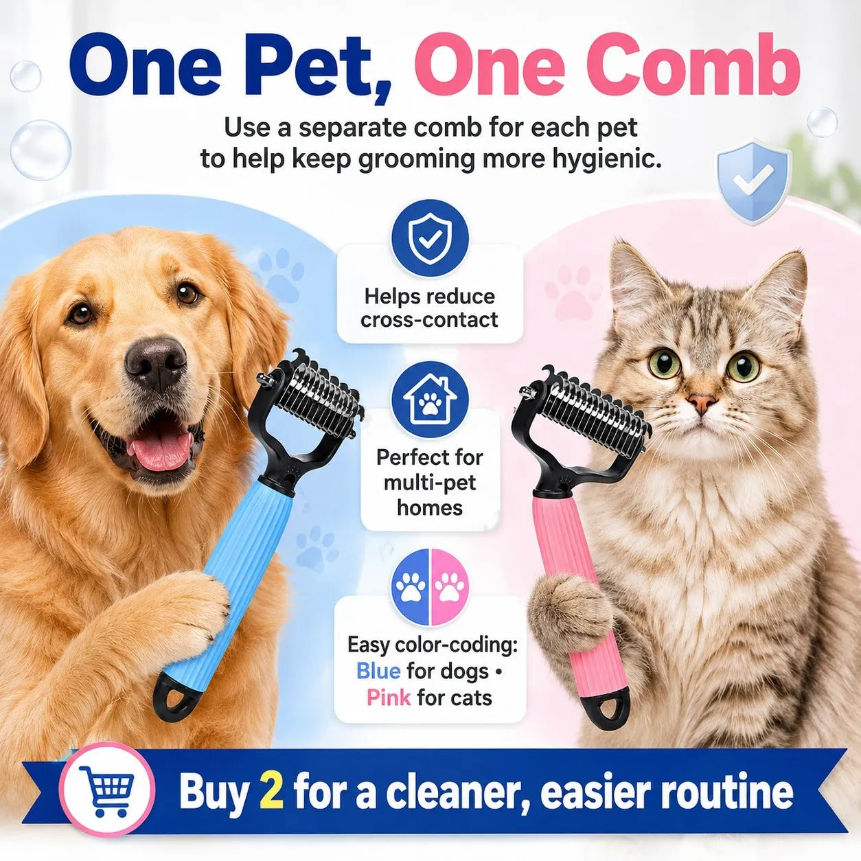 🔥Last Day Flash Sale 60% OFF❤️Stainless Steel Pet Dematting & Deshedding Comb