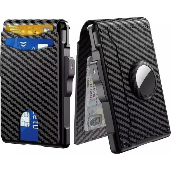 Men's Business Wallet Credit Card Holder Pop Up Smart RFlD Blocking Slim Leather